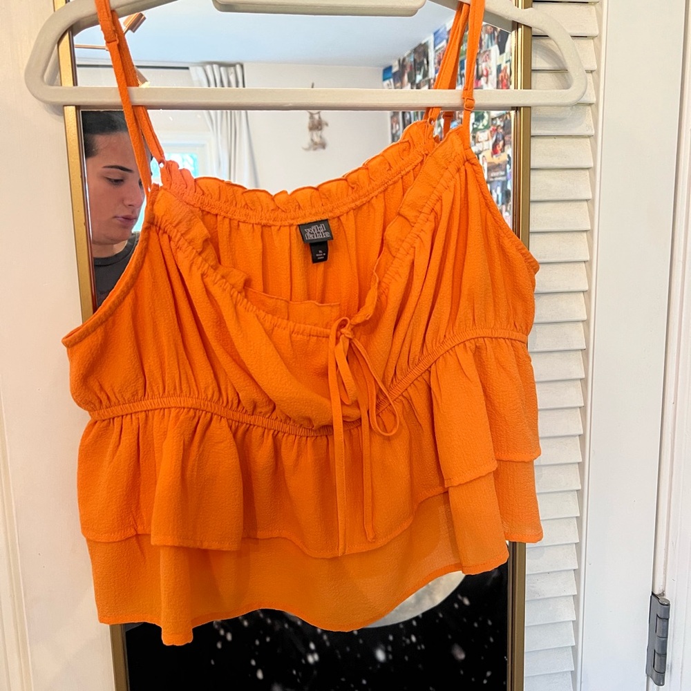 Wild Fable Orange Ruffle Top